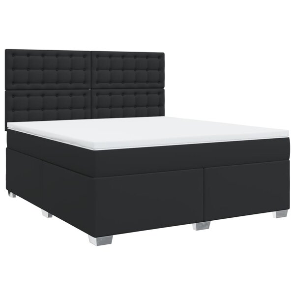 vidaXL Sommier à lattes de lit avec matelas Noir 180x200 cm Similicuir