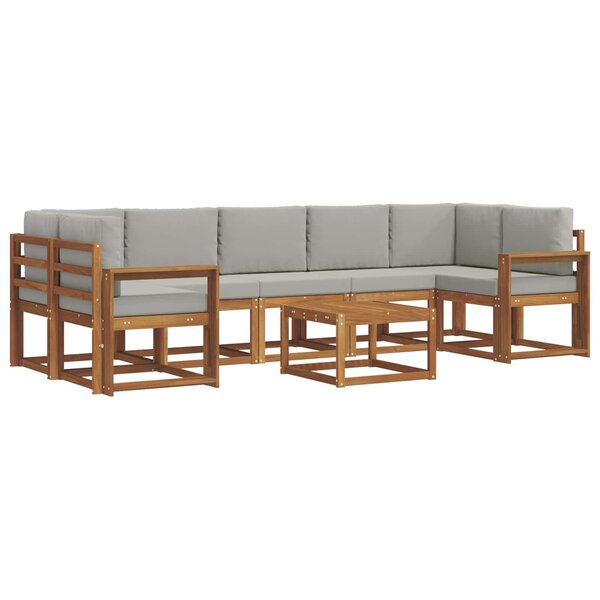 vidaXL Ensemble de canapés d'extérieur 8 pc Gris Naturel et Clair