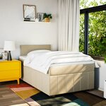 vidaXL Sommier à lattes de lit avec matelas Crème 120x200 cm Tissu