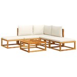 vidaXL Salon de jardin avec coussins 6 Pièces bois d'acacia solide