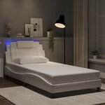 vidaXL Cadre de lit avec LED sans matelas blanc 100x200 cm