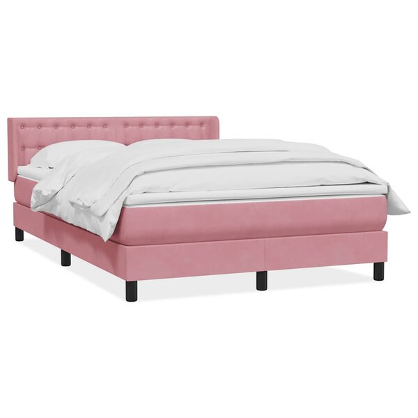 vidaXL Sommier à lattes de lit avec matelas rose 140x210 cm velours