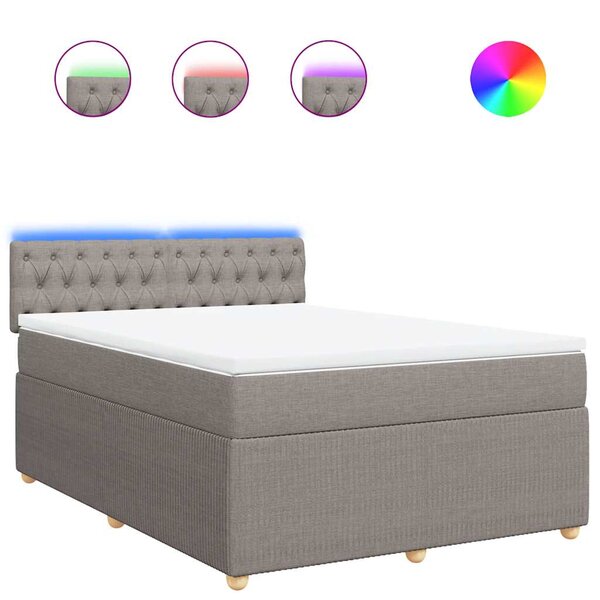vidaXL Sommier à lattes de lit avec matelas Taupe 140x200 cm Tissu