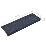 vidaXL Tapis d'escalier 15 Pièces Tissu aiguilleté 65x21x4 cm Bleu