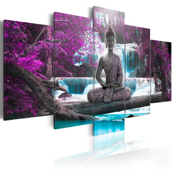Tableau - waterfall and buddha l x h en cm 200x100