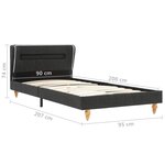 vidaXL Lit avec LED et matelas Gris foncé Jute 90 x 200 cm