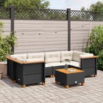 vidaXL Salon de jardin 7 Pièces avec coussins noir résine tressée