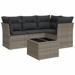 vidaXL Salon de jardin 5 Pièces avec coussins gris résine tressée