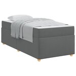 vidaXL Cadre de lit avec matelas Gris foncé 90 x 200 cm tissu