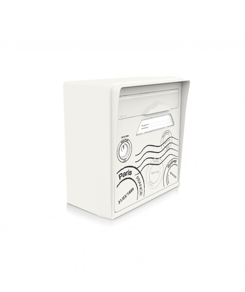 Boîte aux lettres blanche murale "Globe-trotter"