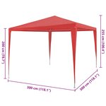 vidaXL Tente de fête Rouge 300 x 300 x 255 cm PE et acier