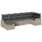 vidaXL Ensemble de canapés de jardin 7 pièces avec coussins gris clair en poly rattan