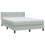 vidaXL Sommier à lattes de lit et matelas gris clair 160x220cm velours