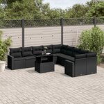 vidaXL Salon de jardin 11 Pièces avec coussins noir résine tressée