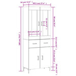 vidaXL Buffet haut Sonoma gris 69 5x34x180 cm Bois d'ingénierie