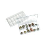 Boite transparente à 12 compartiments pour objets de collection.