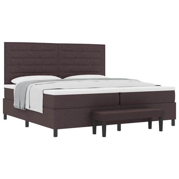 vidaXL Lit à ressorts avec matelas Marron foncé 200 x 200 cm tissu