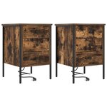 vidaXL Cabinet de chevet avec tiroir 2 Pièces Chêne fumé 42 x 41 x 61 cm