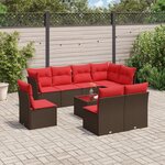 vidaXL Salon de jardin avec coussins 9 Pièces marron résine tressée