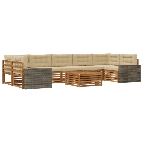 vidaXL Ensemble de canapés d'extérieur 8 pc Naturel et Beige