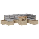 vidaXL Set de salle à manger de jardin de 9 pièces avec coussins Beige Polyrotin Acacia