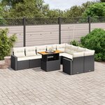 vidaXL Salon de jardin 10 Pièces avec coussins noir résine tressée