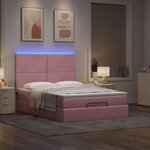 vidaXL Cadre de lit ottoman avec matelas rose 140x190 cm velours