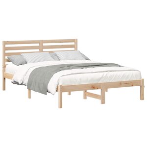 vidaXL Cadre de lit avec tête de lit Marron 120 x 190 cm Pin massif