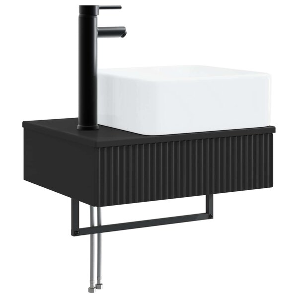 vidaXL Basin de lavage mural Noir 50 x 41 x 39 cm Bois d'ingénierie