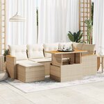 vidaXL Salon de jardin avec coussins 7 Pièces beige résine tressée acacia