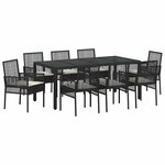 vidaXL Ensemble de salle à manger pour jardin 9 Pièces Noir polyrotin