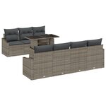 vidaXL Ensemble de canapé de jardin 8 pièces avec coussins gris en poly rattan