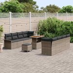 vidaXL Ensemble de canapé de jardin 11 Pièces Gris polyrotin