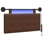 vidaXL Tête de lit suspendue Avec lumière LED Marron Simili cuir