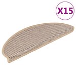 vidaXL Tapis d'escalier autocollants 15 Pièces 65x21x4 cm Beige clair