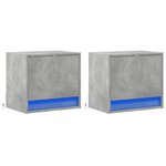 vidaXL Tables de chevet murales avec lumières LED 2 Pièces gris béton