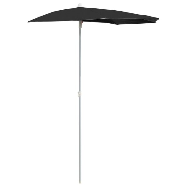 vidaXL Demi-parasol de jardin avec mât 180x90 cm noir
