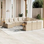 vidaXL Salon de jardin 11 Pièces avec coussins beige résine tressée
