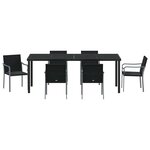 vidaXL Ensemble de salle à manger pour jardin 7 Pièces Noir Poly rotin