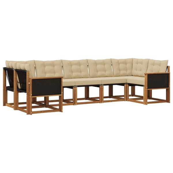 vidaXL Ensemble de canapés d'extérieur 7 pc Naturel et Beige