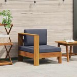 vidaXL Canapé central avec 1 accoudoir Gris foncé Acacia solide
