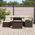vidaXL Ensemble de canapé de jardin avec coussin 7 Pièces Marron et crème