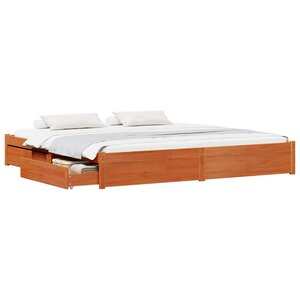 vidaXL Cadre de lit Cire marron 200 x 200 cm Bois de Pin Massif
