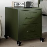 vidaXL Table de chevet vert olive 36x39x43 5 cm acier