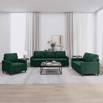 vidaXL Ensemble de canapés 3 Pièces avec coussins Vert foncé Velours