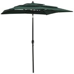 vidaXL Parasol de jardin à 3 niveaux avec mât en aluminium vert 2x2 m