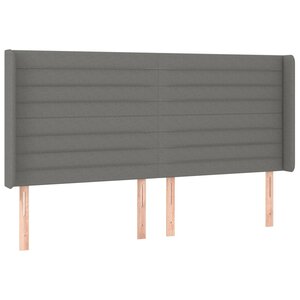 vidaXL Tête de lit avec oreilles Gris foncé 163x16x118/128 cm Tissu