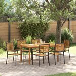 Ensemble de Salle à Manger de Jardin vidaXL 7 Pièces Noir Rattan Poly Acacia