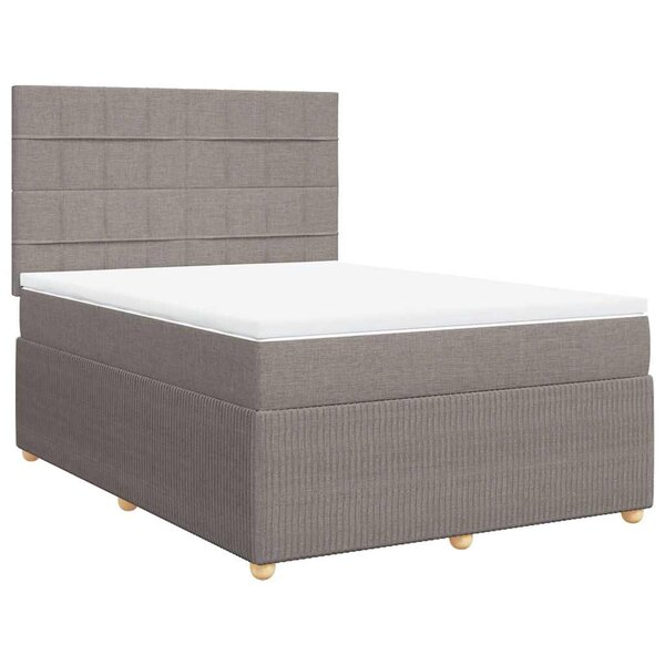 vidaXL Sommier à lattes de lit avec matelas Taupe 140x190 cm Tissu