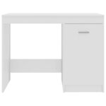 Bureau table poste de travail meuble d'ordinateur informatique étude brillant 100 x 50 x 76 cm bois d’ingénierie blanc 02_0023535
